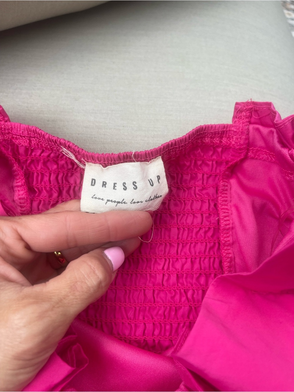 Bright Hot Pink Strapless Ruffle Top - Picture 3 of 4
